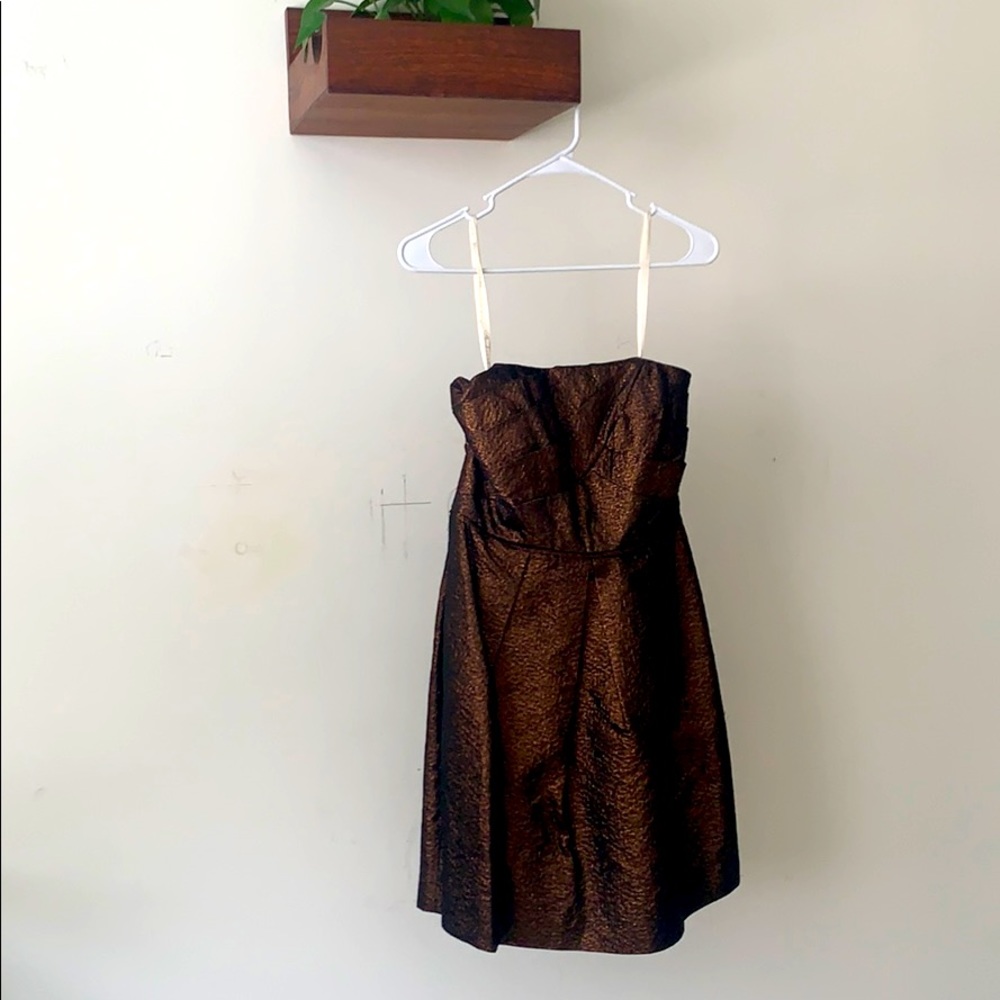 Bronze Strapless Dress w/ Pockets!